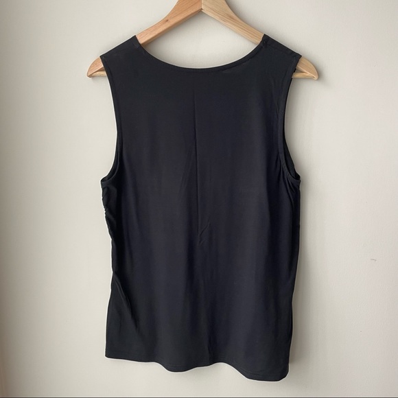 NWT Black pleated blouse with sheer shoulder - Picture 3 of 3